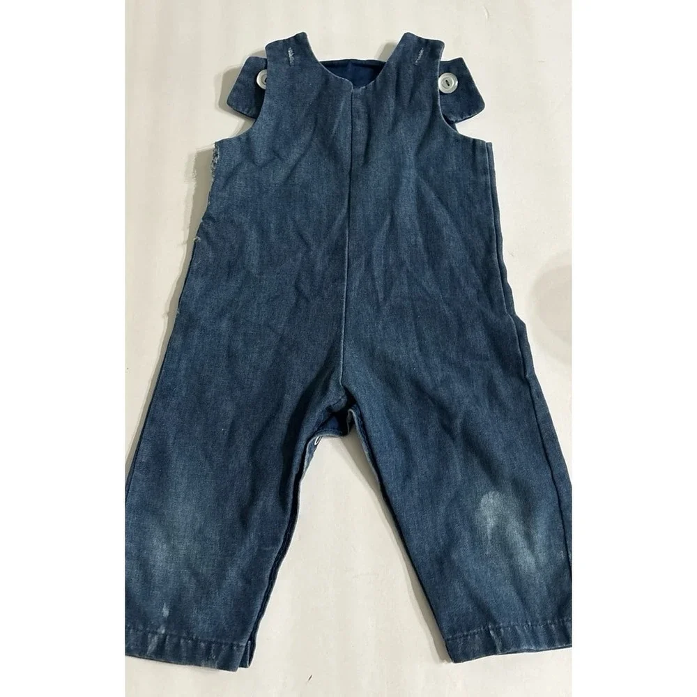 Vintage Baby Girl Denim Overalls with Floral Top (12M) AS IS!